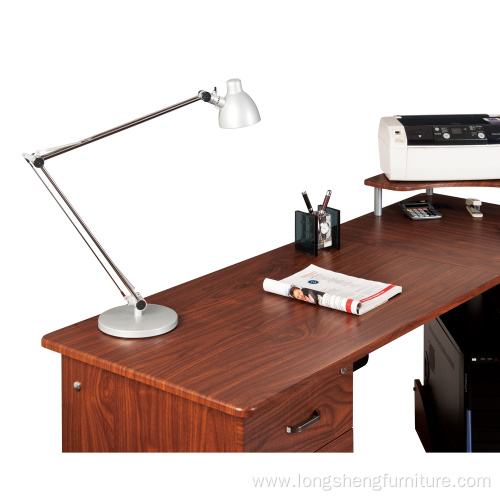 L shape office furniture computer desk with metal